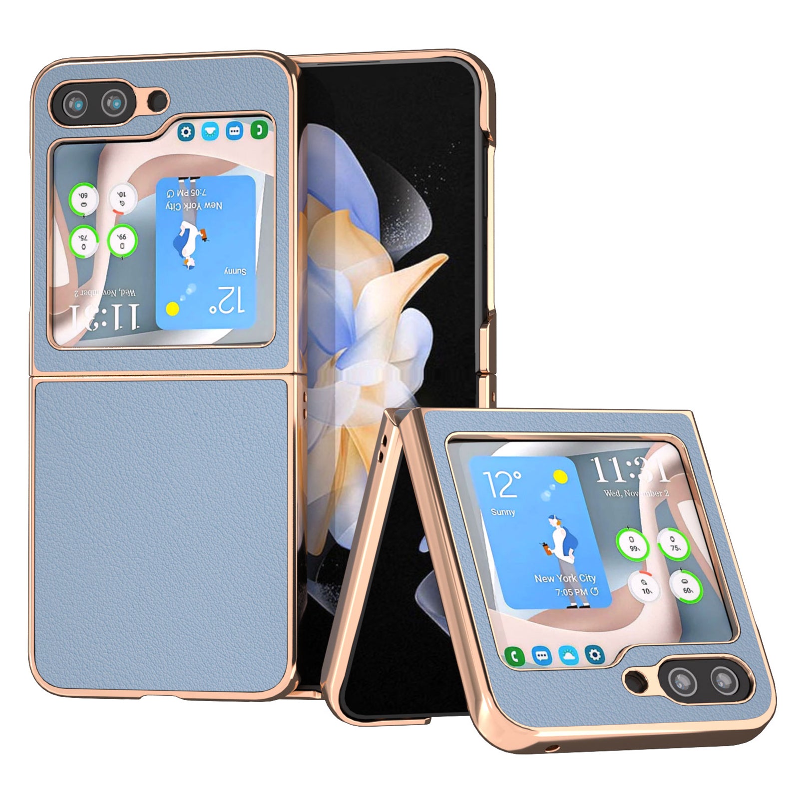 Electroplating Phone Case for Samsung Galaxy Z Flip5 5G Genuine Cow Leather Coated PC Cover