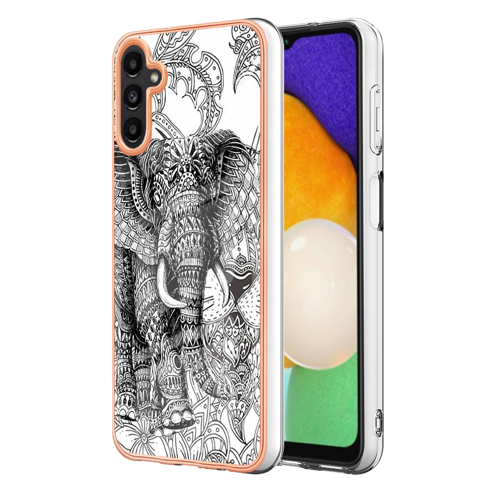 YB IMD Series-19 Style D For Samsung Galaxy A13 5G Pattern Printed Back Cover 2.0mm TPU Electroplating IMD Phone Case