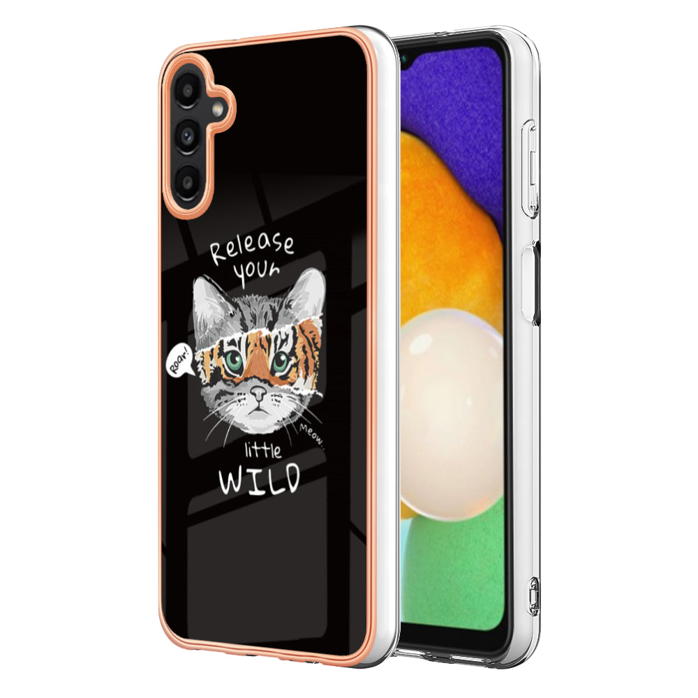 YB IMD Series-19 Style D For Samsung Galaxy A13 5G Pattern Printed Back Cover 2.0mm TPU Electroplating IMD Phone Case