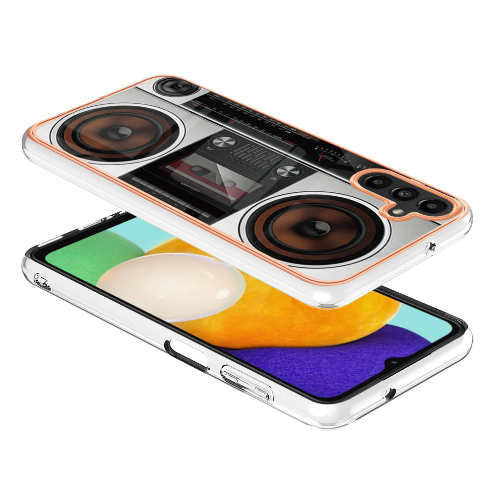 YB IMD Series-19 Style D For Samsung Galaxy A13 5G Pattern Printed Back Cover 2.0mm TPU Electroplating IMD Phone Case