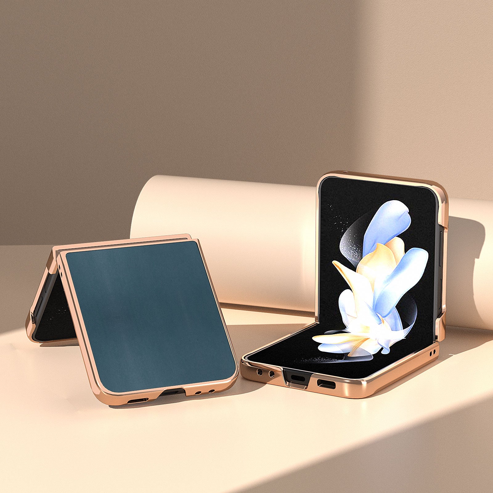 Nappa Texture Case for Samsung Galaxy Z Flip5 5G Genuine Cow Leather Coated PC Electroplating Phone Cover