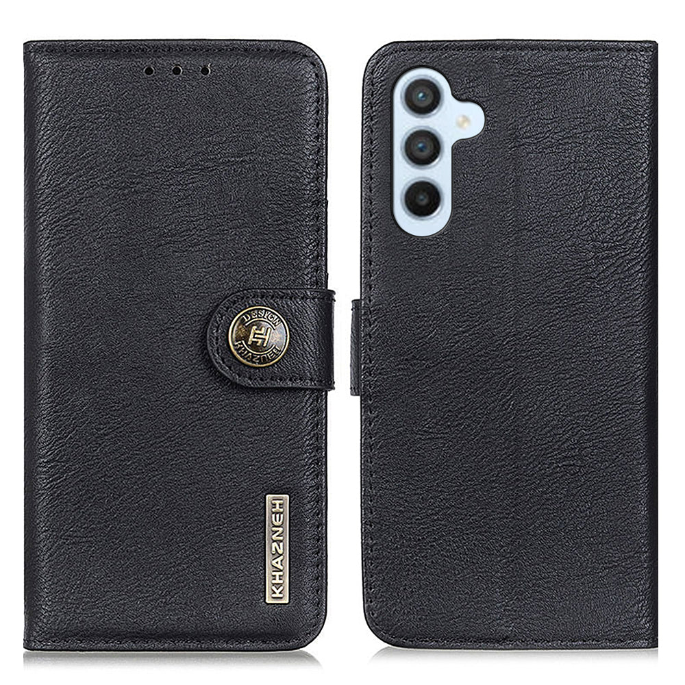 KHAZNEH Phone Leather Case for Samsung Galaxy F34 5G M34 5G Wallet Stand Cowhide Texture Phone Cover