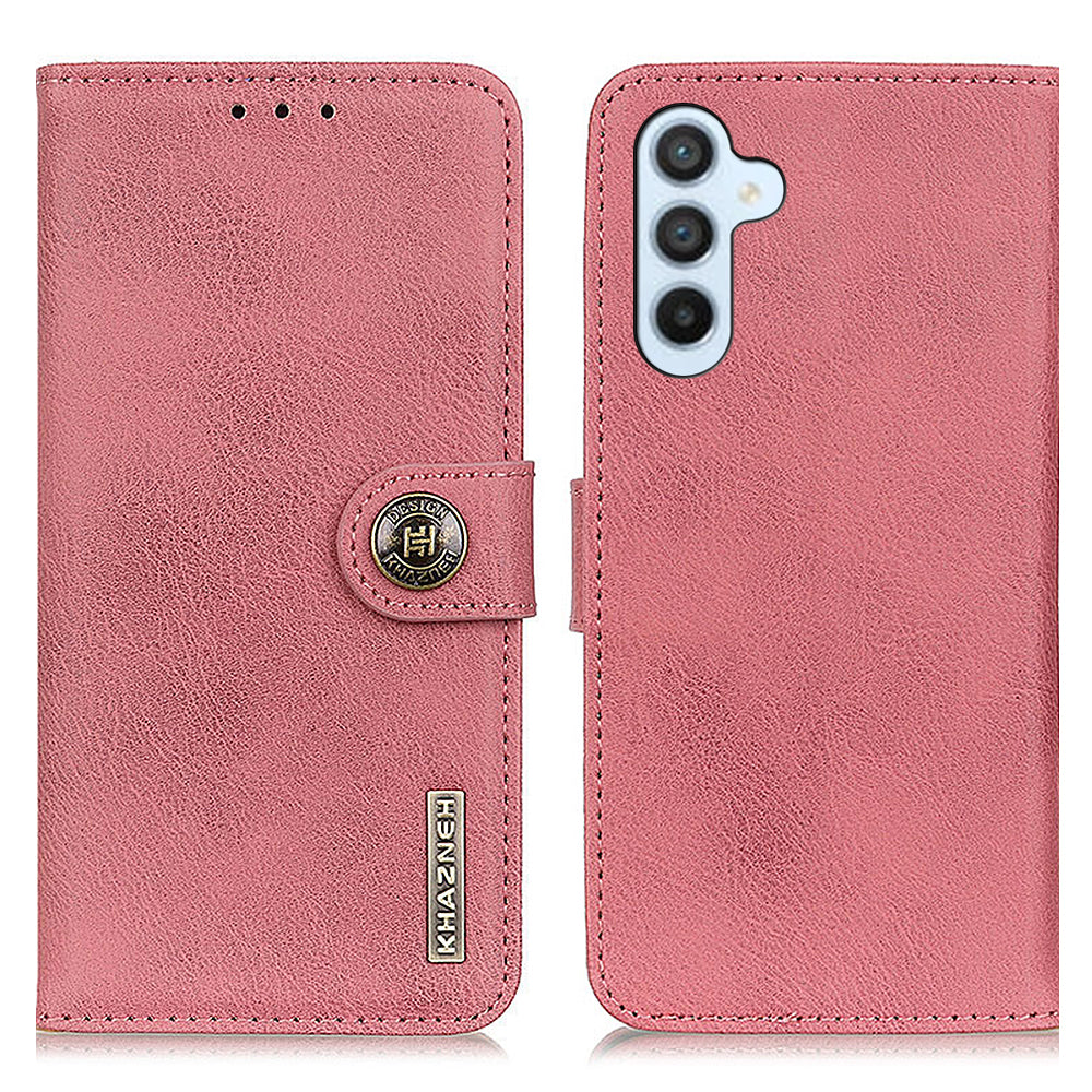 KHAZNEH Phone Leather Case for Samsung Galaxy F34 5G M34 5G Wallet Stand Cowhide Texture Phone Cover