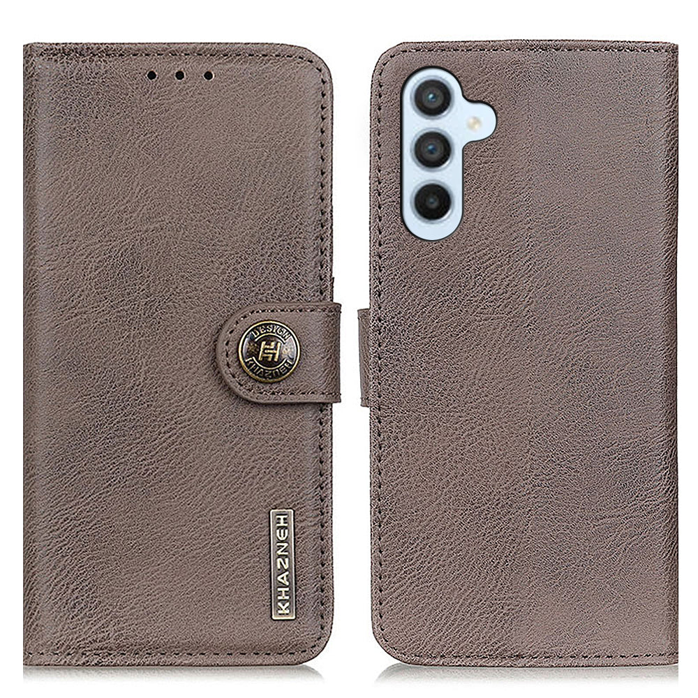 KHAZNEH Phone Leather Case for Samsung Galaxy F34 5G M34 5G Wallet Stand Cowhide Texture Phone Cover
