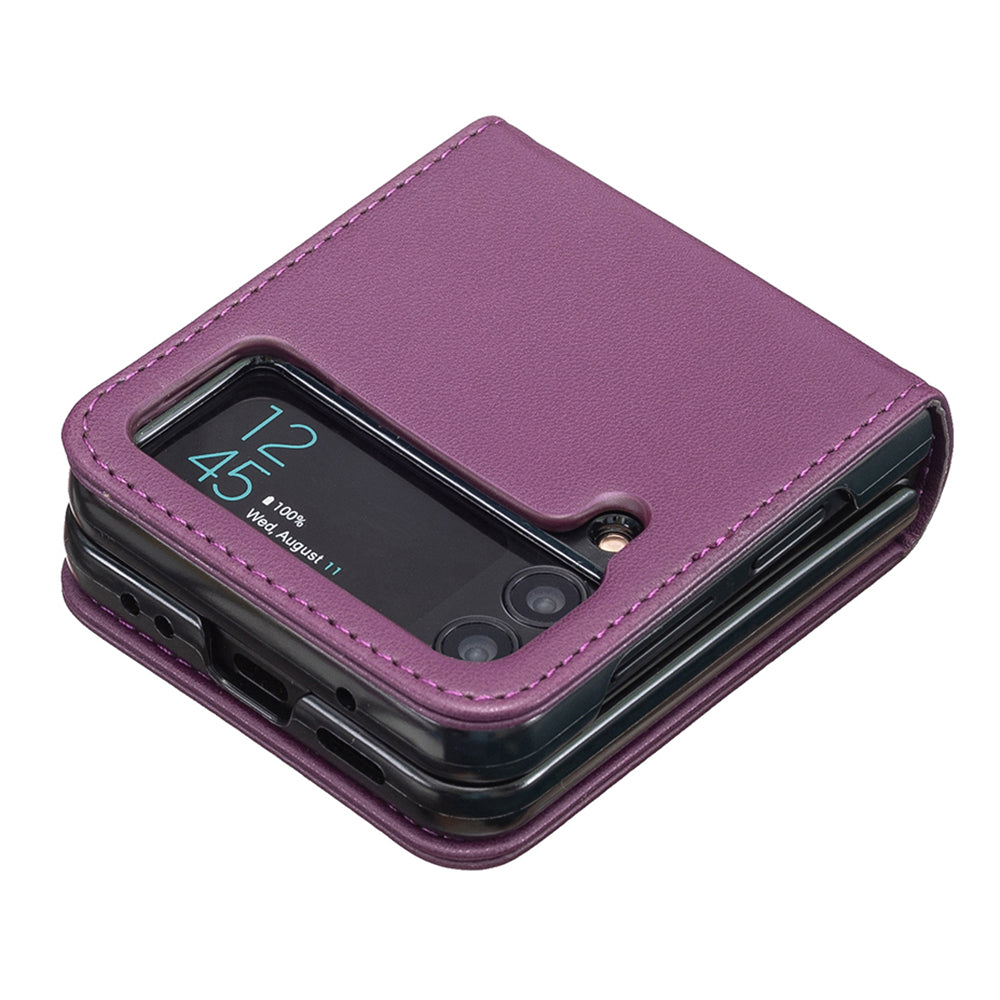 BINFEN COLOR For Samsung Galaxy Z Flip3 5G Phone Case PU Leather PC Anti-Scratch Cover