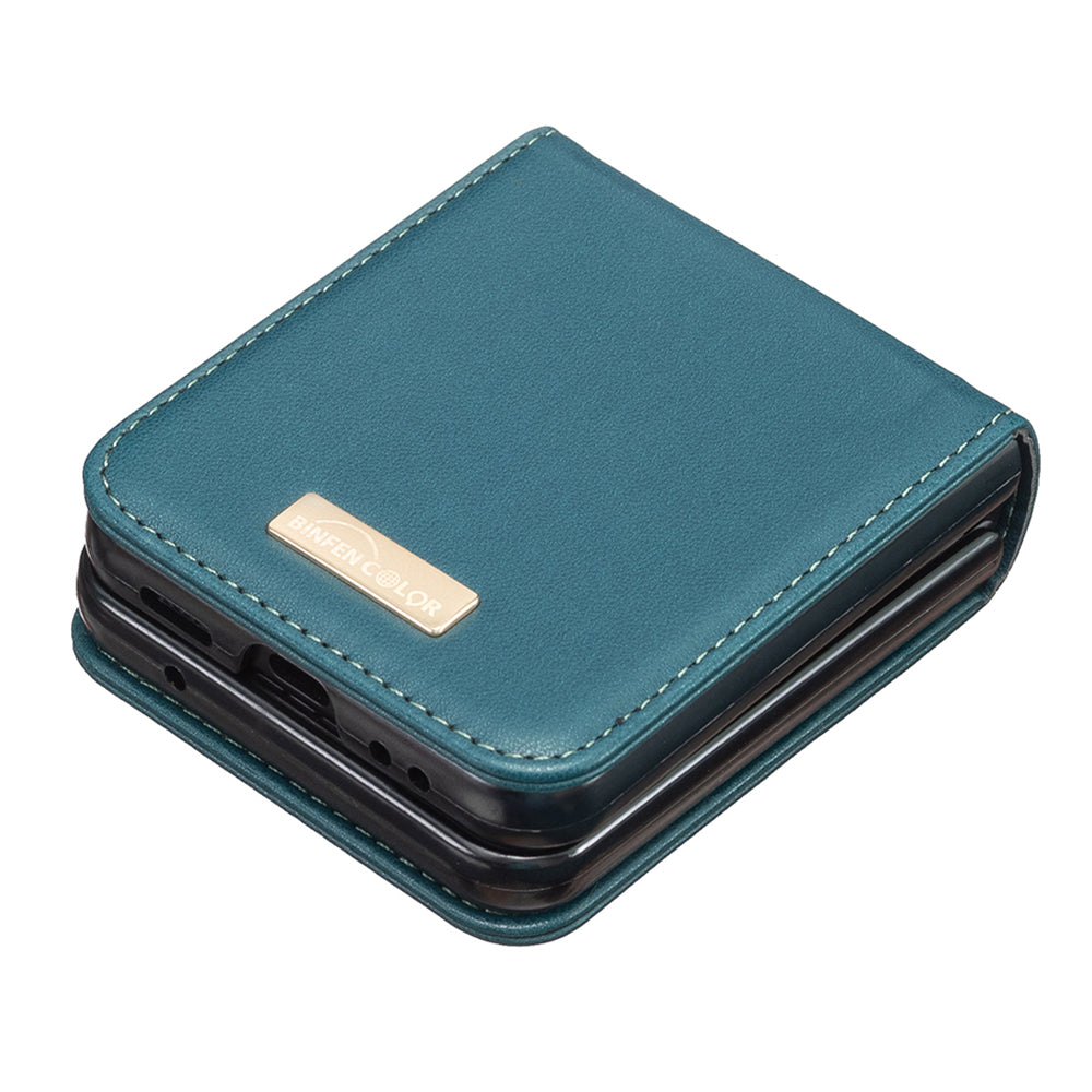 BINFEN COLOR For Samsung Galaxy Z Flip3 5G Phone Case PU Leather PC Anti-Scratch Cover
