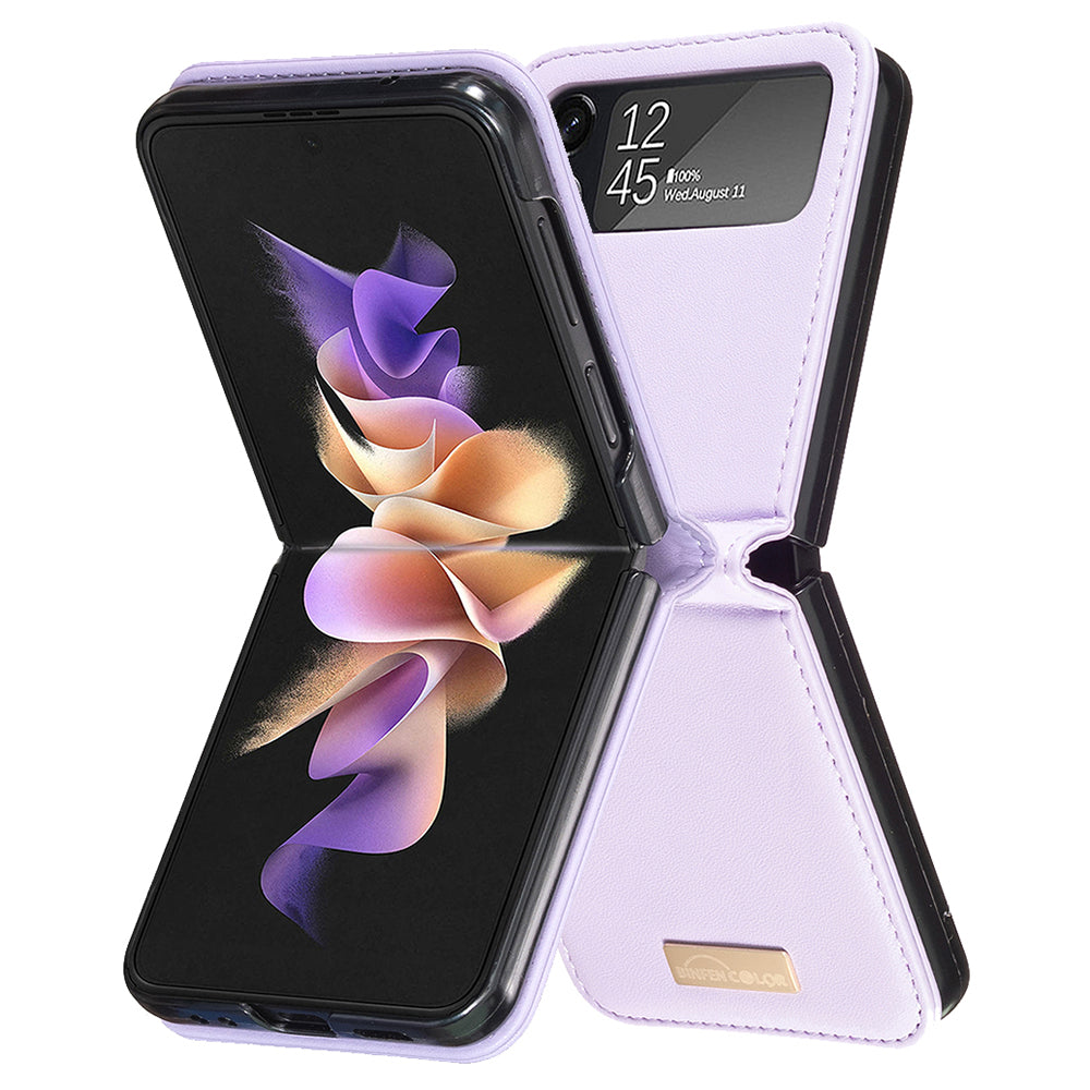 BINFEN COLOR For Samsung Galaxy Z Flip3 5G Phone Case PU Leather PC Anti-Scratch Cover