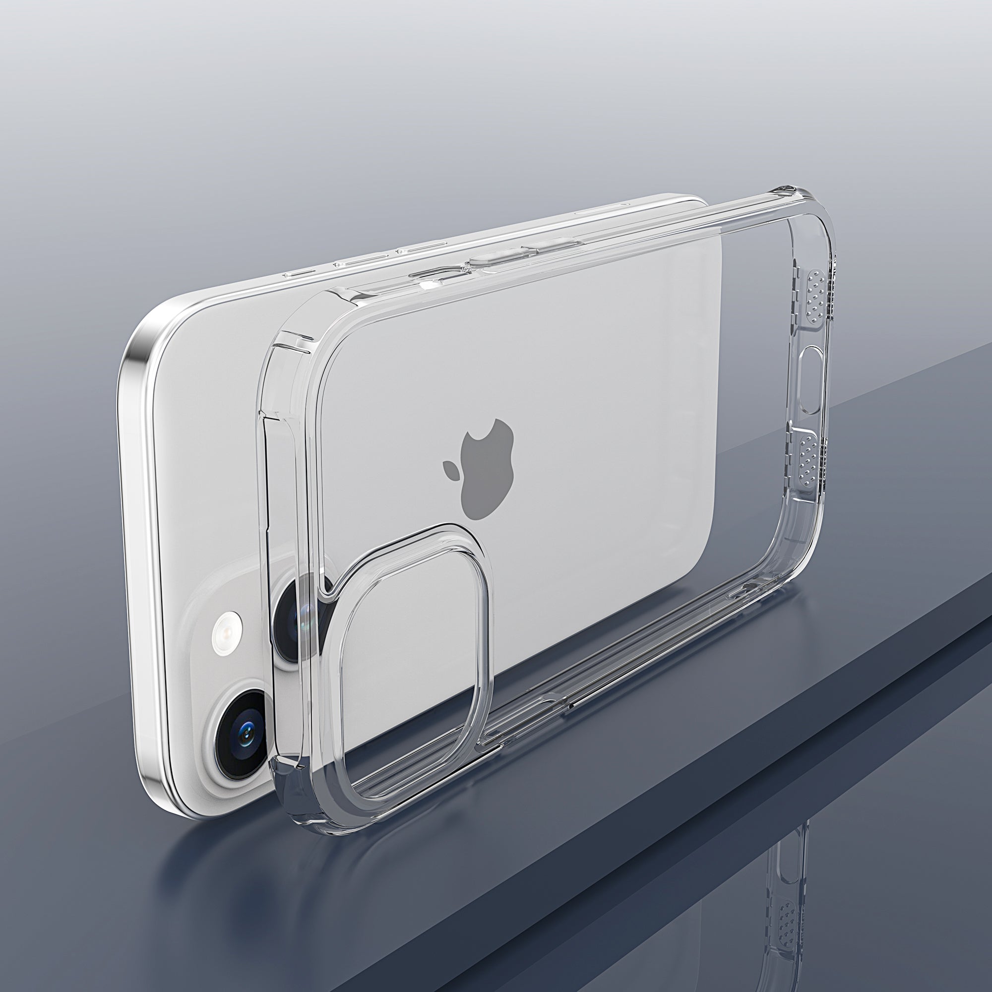 LEEU DESIGN For iPhone 15 Tempered Glass TPU Phone Case 6D Stereo Sound Holes Transparent Cover