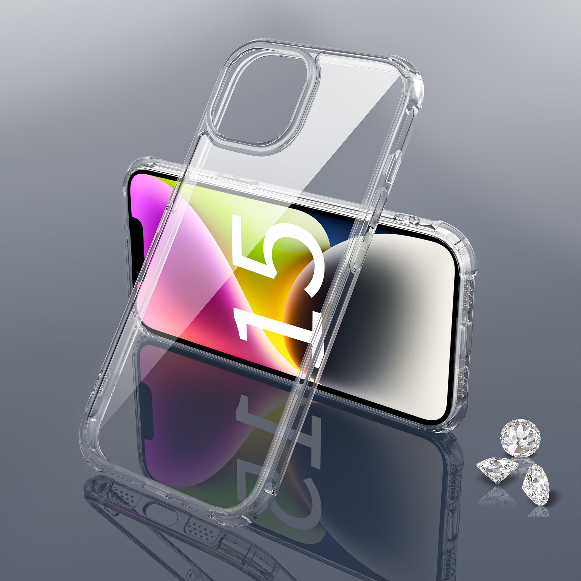 LEEU DESIGN For iPhone 15 Tempered Glass TPU Phone Case 6D Stereo Sound Holes Transparent Cover