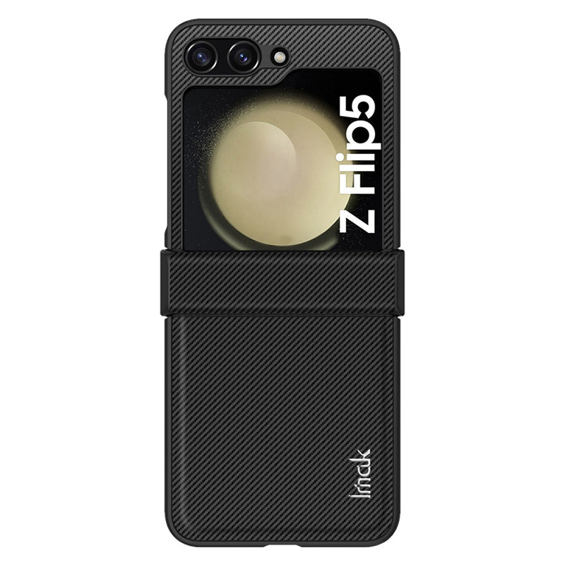 IMAK Ruiyi Series for Samsung Galaxy Z Flip5 5G Phone Cover Carbon Fiber Texture PC + PU Leather Phone Case