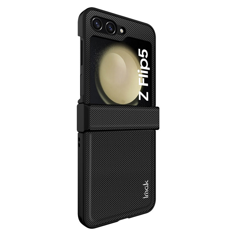 IMAK Ruiyi Series for Samsung Galaxy Z Flip5 5G Phone Cover Carbon Fiber Texture PC + PU Leather Phone Case