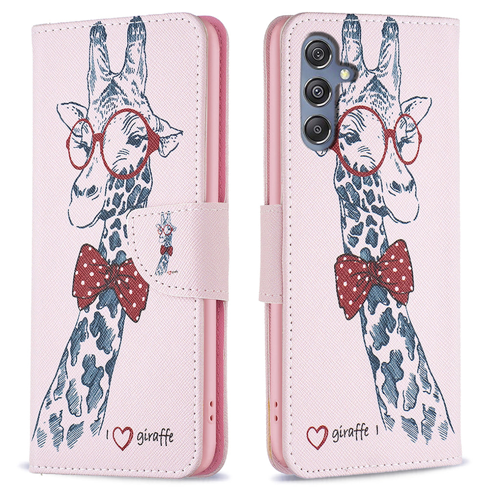 For Samsung Galaxy F34 5G M34 5G PU Leather Pattern Printing Phone Case Wallet Stand Anti-drop Cover