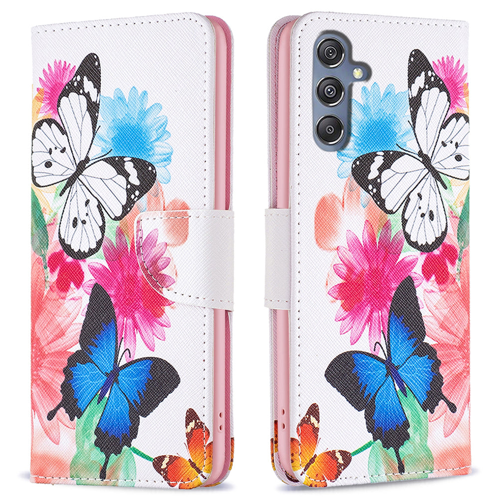 For Samsung Galaxy F34 5G M34 5G PU Leather Pattern Printing Phone Case Wallet Stand Anti-drop Cover
