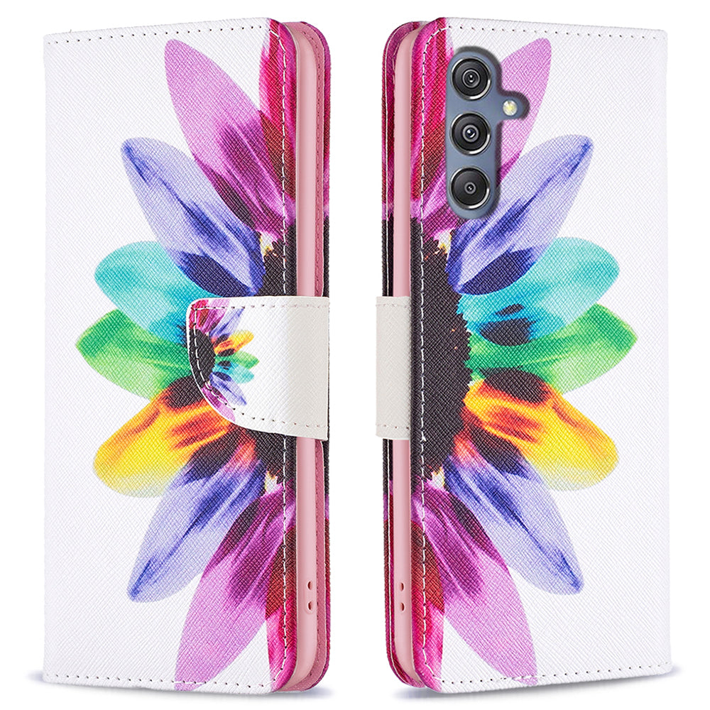 For Samsung Galaxy F34 5G M34 5G PU Leather Pattern Printing Phone Case Wallet Stand Anti-drop Cover