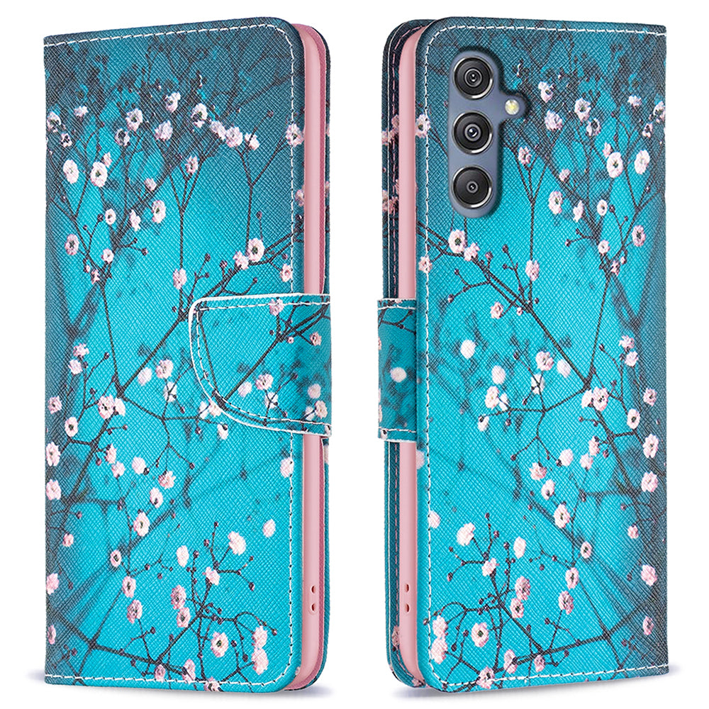 For Samsung Galaxy F34 5G M34 5G PU Leather Pattern Printing Phone Case Wallet Stand Anti-drop Cover