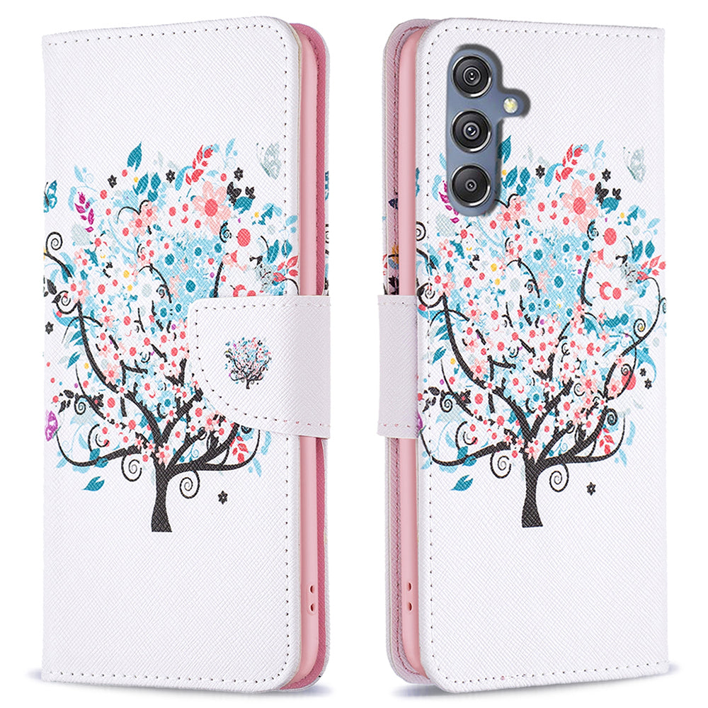 For Samsung Galaxy F34 5G M34 5G PU Leather Pattern Printing Phone Case Wallet Stand Anti-drop Cover