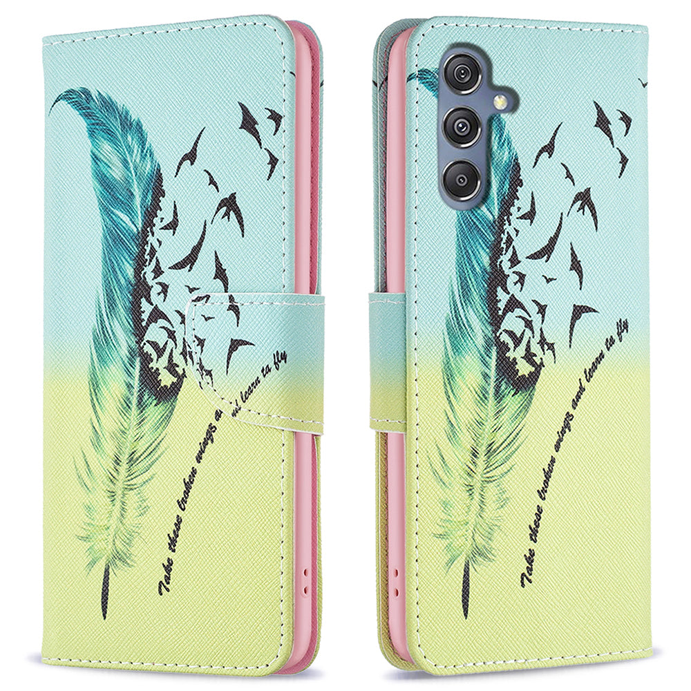 For Samsung Galaxy F34 5G M34 5G PU Leather Pattern Printing Phone Case Wallet Stand Anti-drop Cover