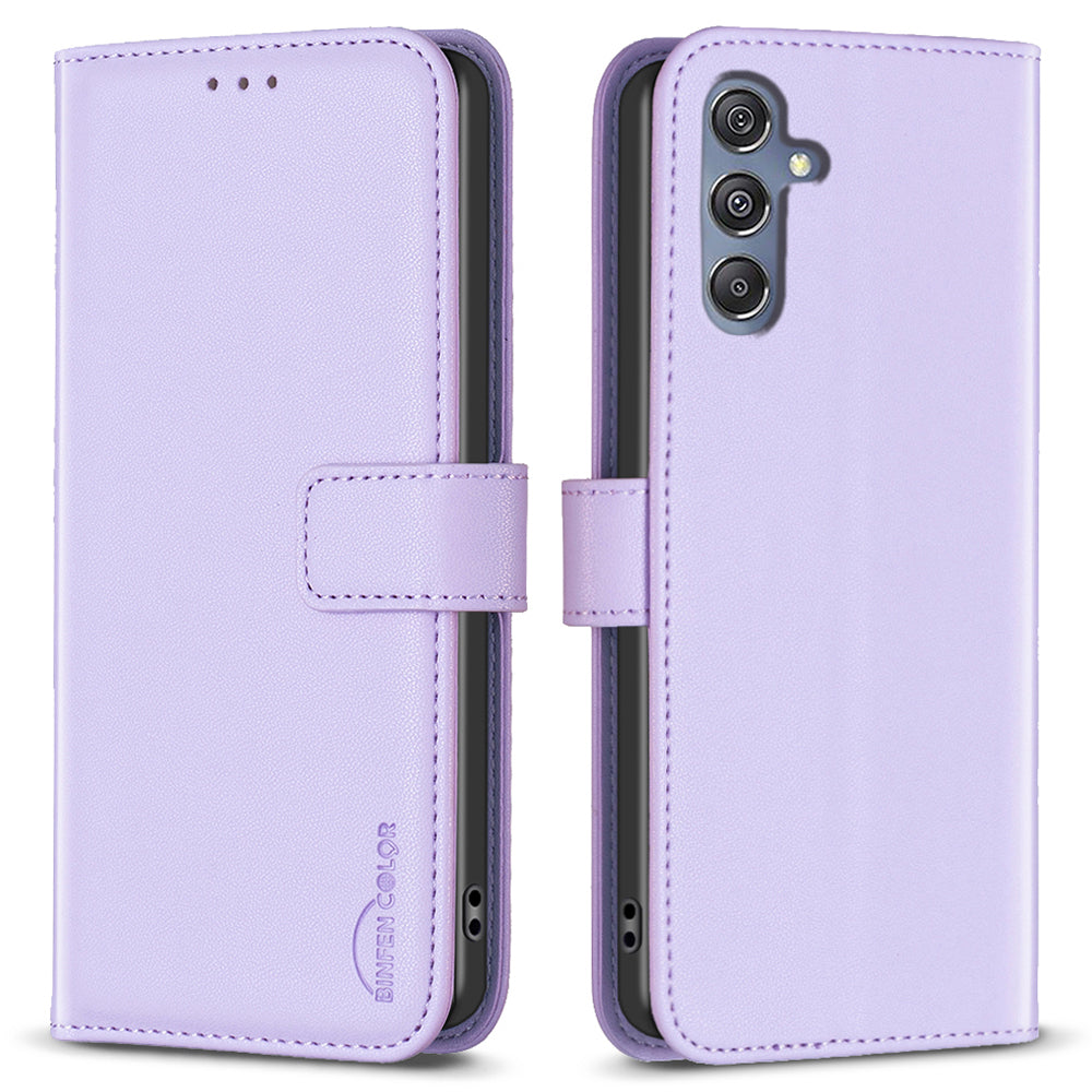 BINFEN COLOR BF17 Leather Flip Cover for Samsung Galaxy F34 5G M34 5G Wallet Stand Full Protection Phone Case