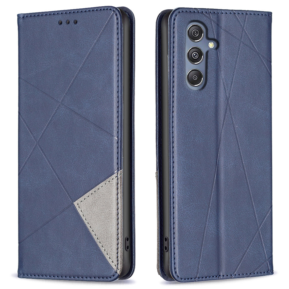 For Samsung Galaxy F34 5G M34 5G Stand Flip Cover PU Leather Imprinted Line Phone Case with Card Slots