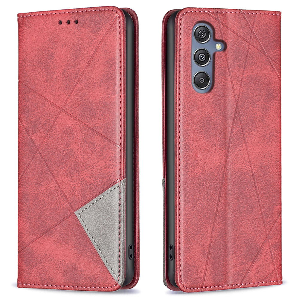 For Samsung Galaxy F34 5G M34 5G Stand Flip Cover PU Leather Imprinted Line Phone Case with Card Slots