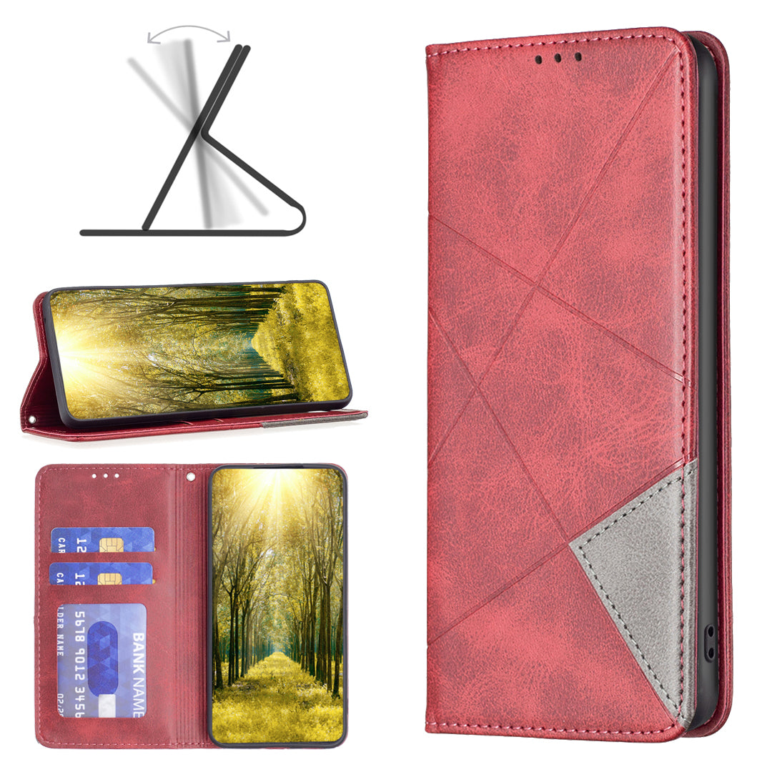 For Samsung Galaxy F34 5G M34 5G Stand Flip Cover PU Leather Imprinted Line Phone Case with Card Slots