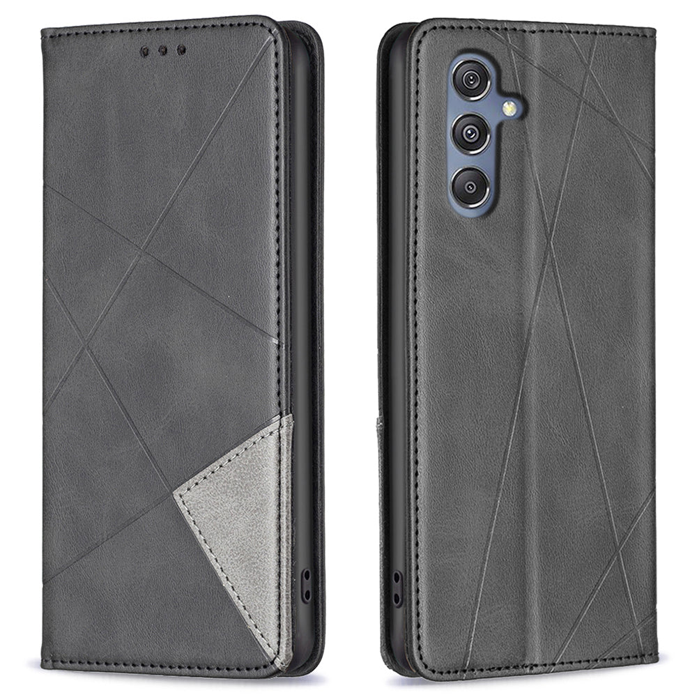 For Samsung Galaxy F34 5G M34 5G Stand Flip Cover PU Leather Imprinted Line Phone Case with Card Slots