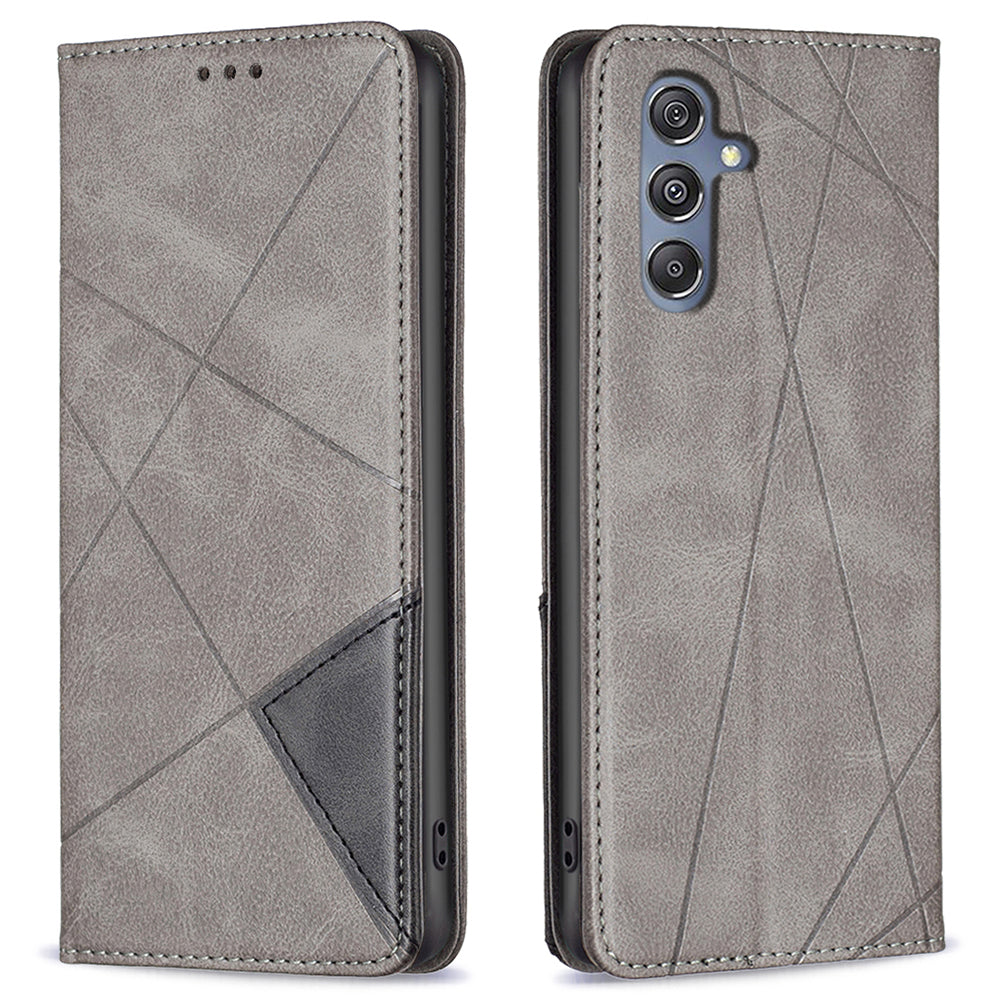 For Samsung Galaxy F34 5G M34 5G Stand Flip Cover PU Leather Imprinted Line Phone Case with Card Slots