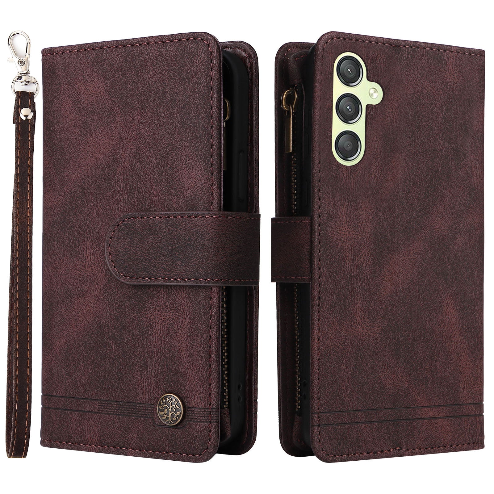For Samsung Galaxy A24 5G A24 4G A25 5G Zipper Pocket Wallet Stand Phone Case Multiple Card Slots Leather Cover