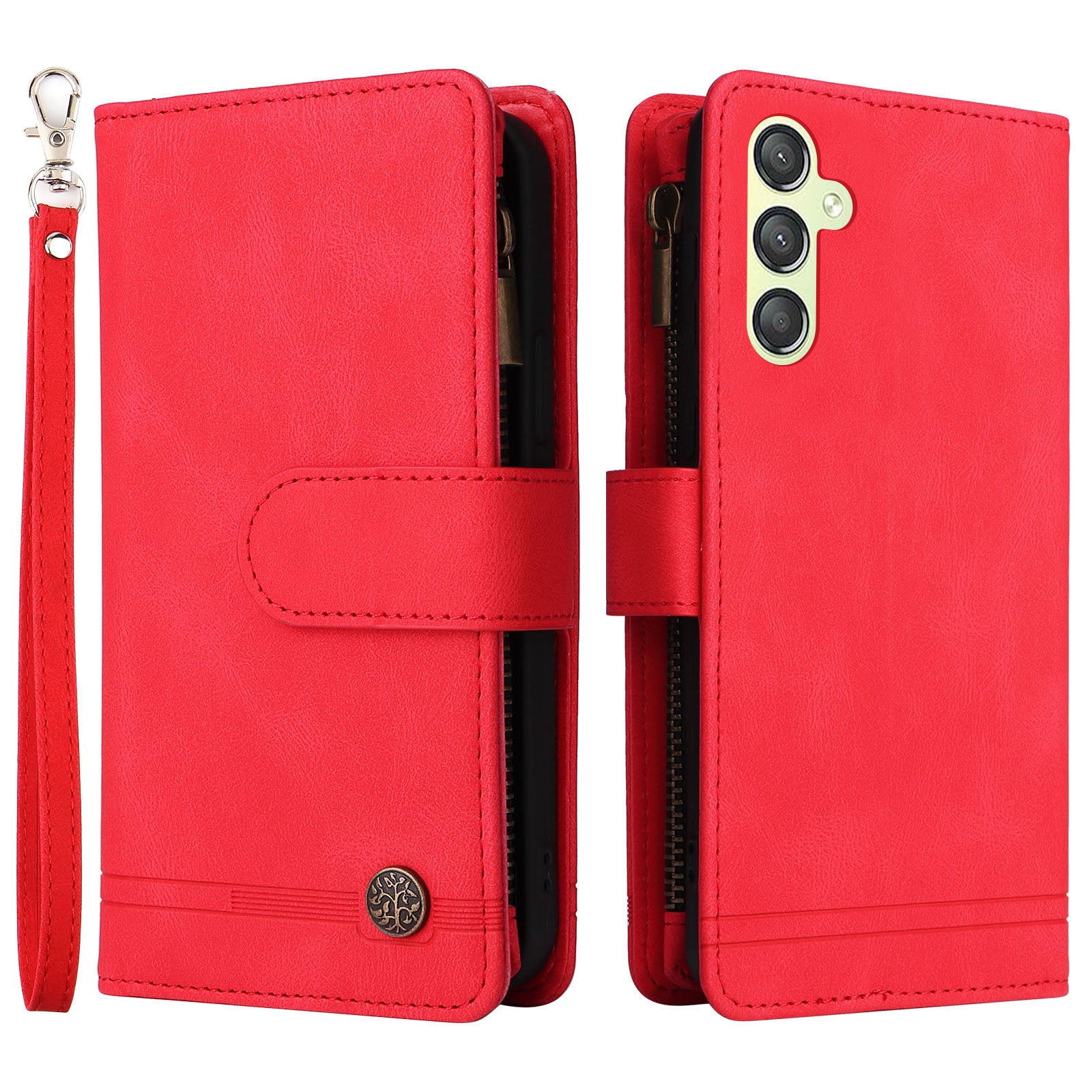 For Samsung Galaxy A24 5G A24 4G A25 5G Zipper Pocket Wallet Stand Phone Case Multiple Card Slots Leather Cover