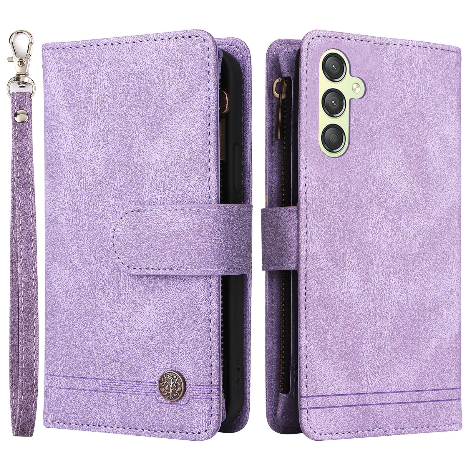 For Samsung Galaxy A24 5G A24 4G A25 5G Zipper Pocket Wallet Stand Phone Case Multiple Card Slots Leather Cover