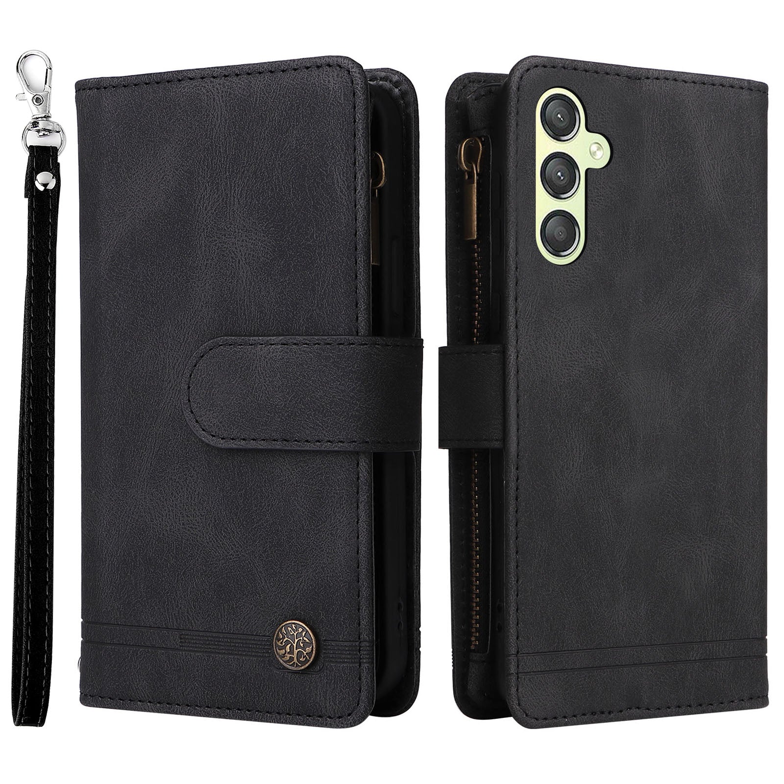 For Samsung Galaxy A24 5G A24 4G A25 5G Zipper Pocket Wallet Stand Phone Case Multiple Card Slots Leather Cover