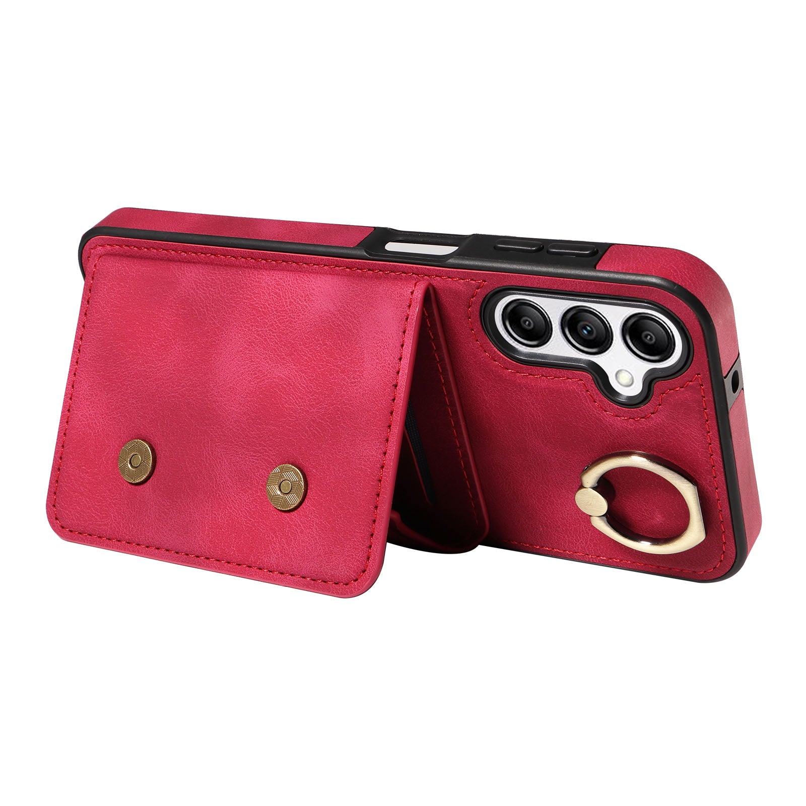 001 For Samsung Galaxy A14 5G A14 4G Ring Kickstand Card Holder Cover Skin-touch PU Leather TPU Phone Case