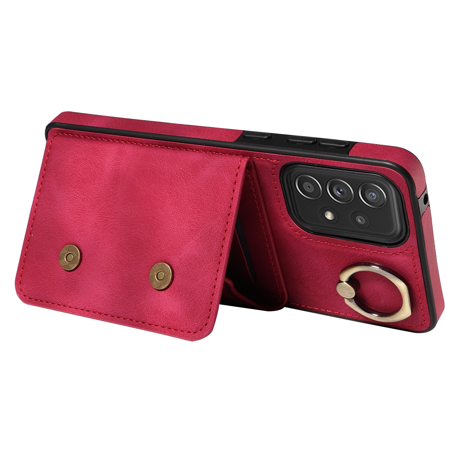 001 For Samsung Galaxy A52 4G A52s 5G A52 5G Finger Ring Kickstand Cover PU Leather TPU Card Holder Phone Case