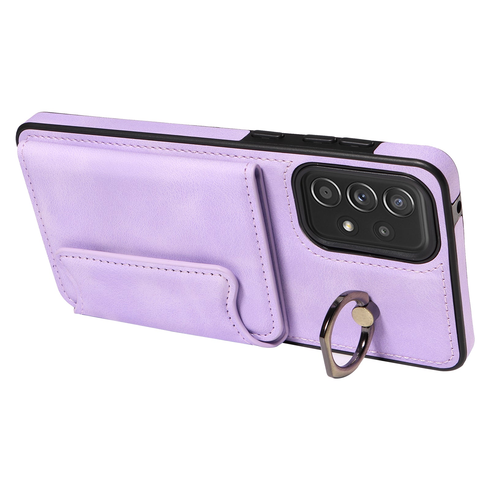 001 For Samsung Galaxy A52 4G A52s 5G A52 5G Finger Ring Kickstand Cover PU Leather TPU Card Holder Phone Case