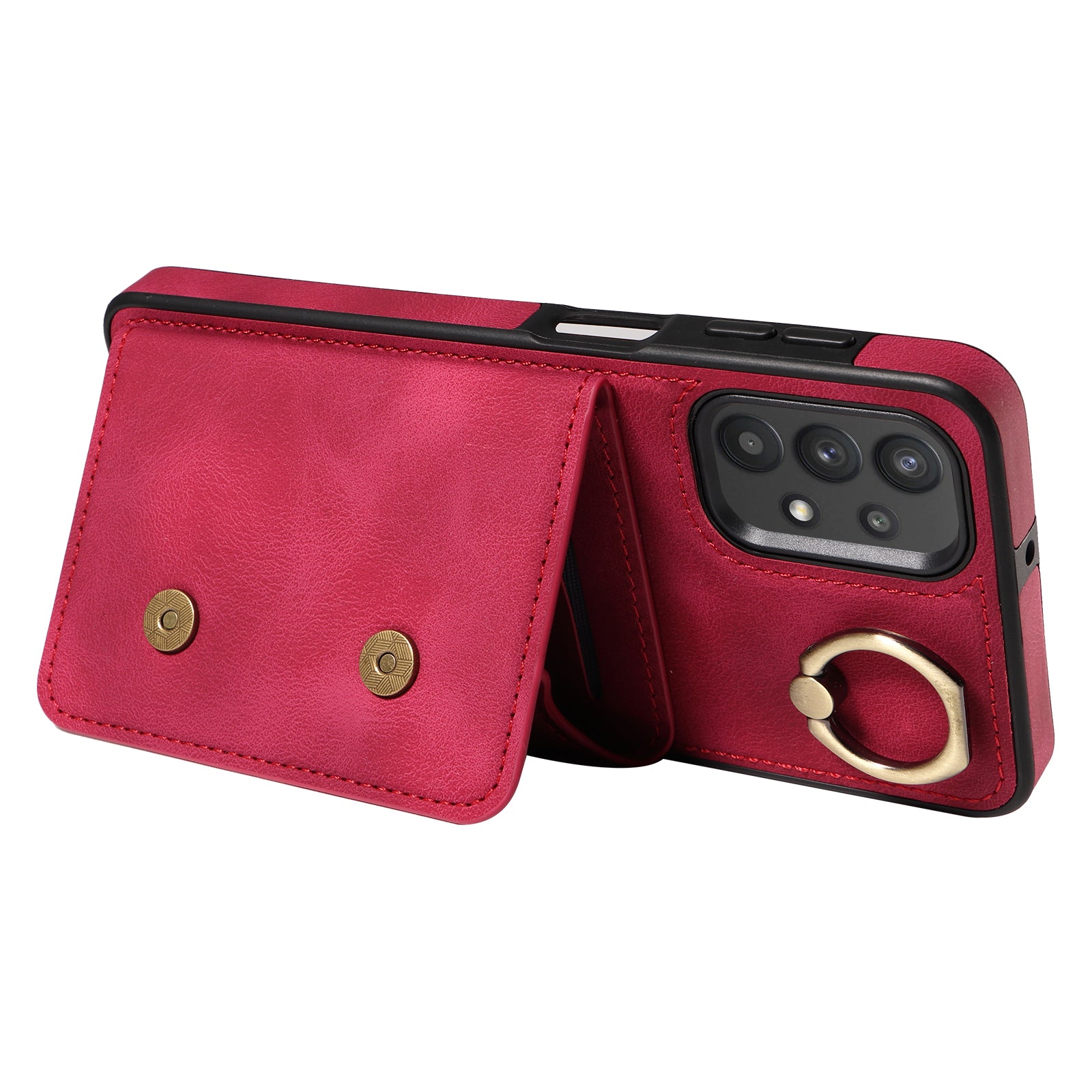 001 For Samsung Galaxy A32 5G M32 5G PU Leather TPU Card Holder Cover Ring Kickstand Smartphone Case