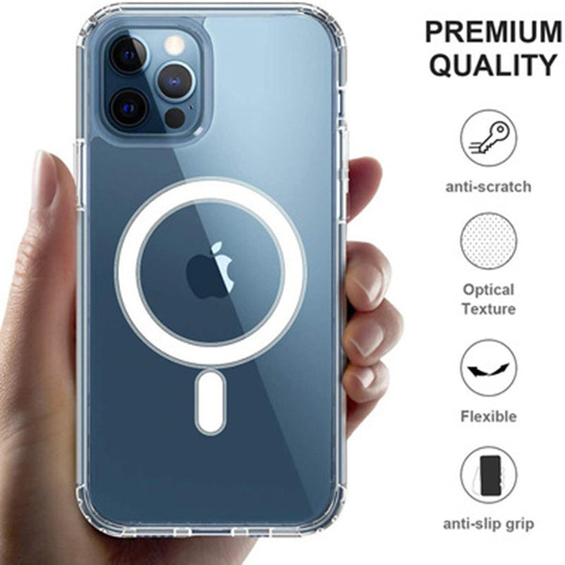 Pro iPhone 15 Plus nárazuvzdorný zadní kryt kompatibilní s průhledným TPU krytem telefonu MagSafe