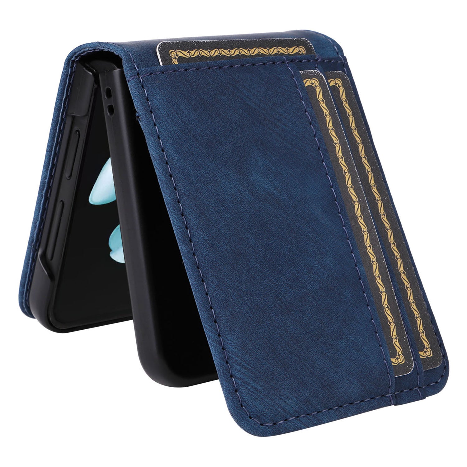 For Samsung Galaxy Z Flip5 5G Card Slots Phone Case Two-piece Design PU Leather Protective Cover