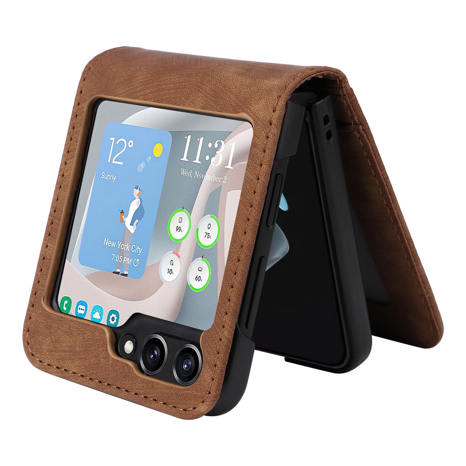 For Samsung Galaxy Z Flip5 5G Card Slots Phone Case Two-piece Design PU Leather Protective Cover