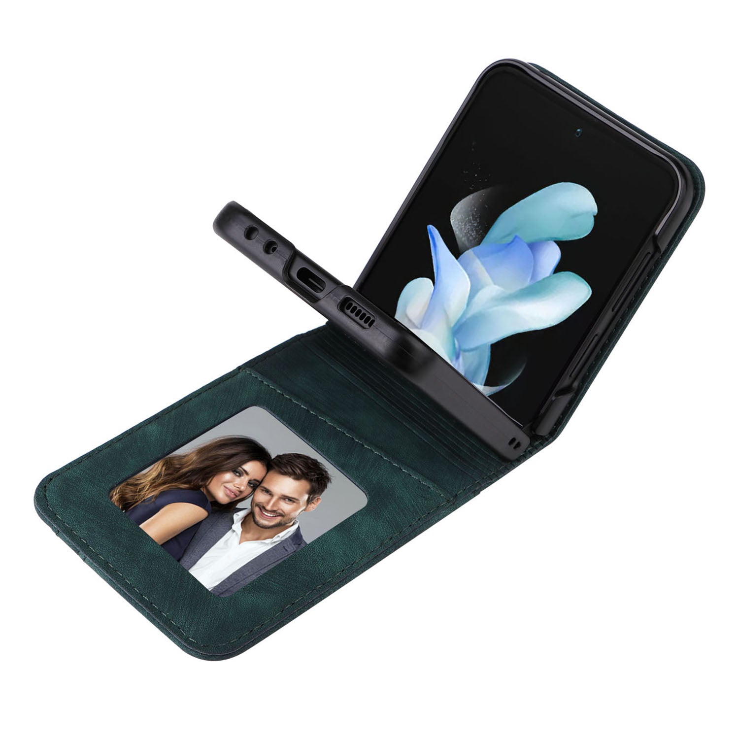 For Samsung Galaxy Z Flip5 5G Card Slots Phone Case Two-piece Design PU Leather Protective Cover