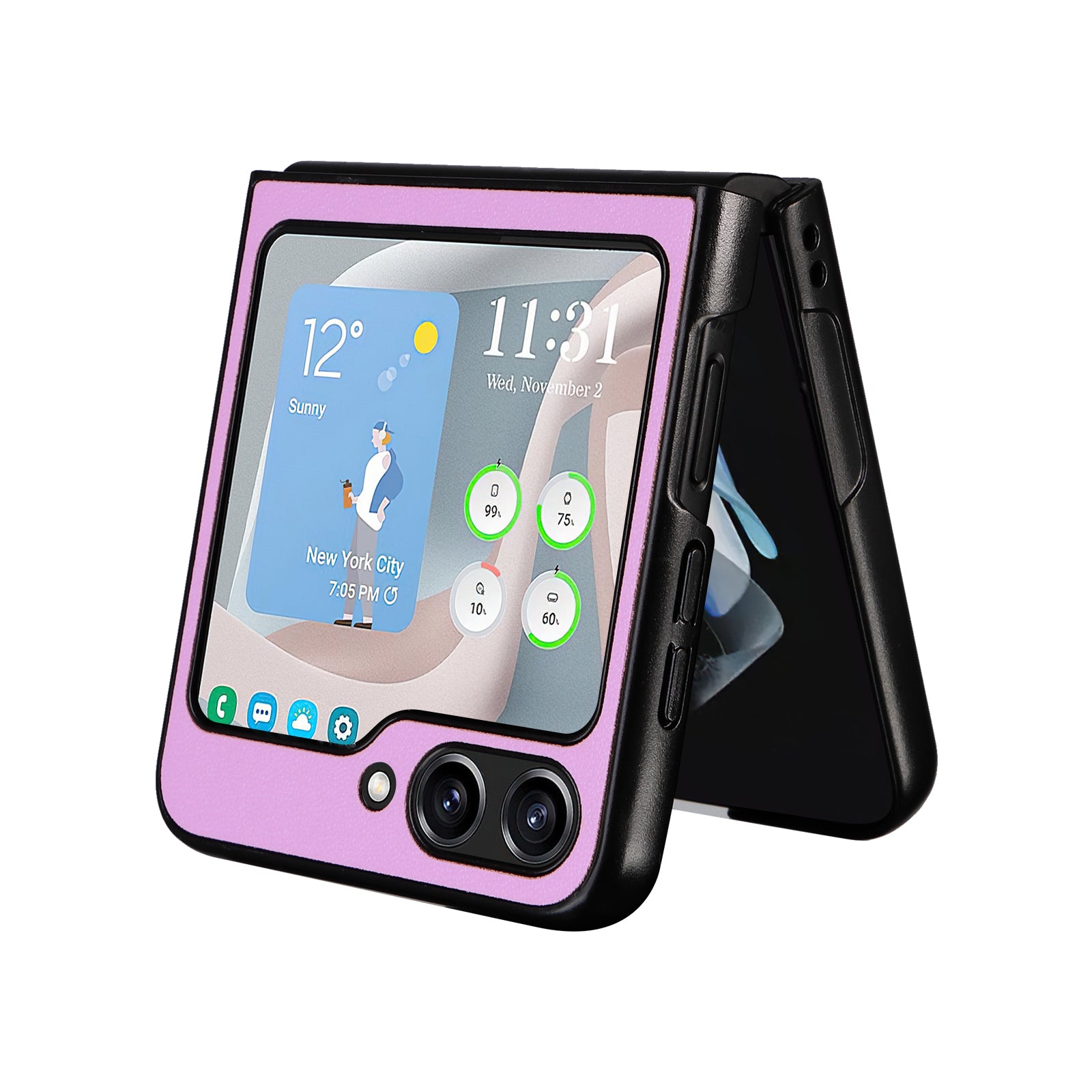 For Samsung Galaxy Z Flip5 5G Shockproof Phone Case Texture PU Leather PC Slim Cover