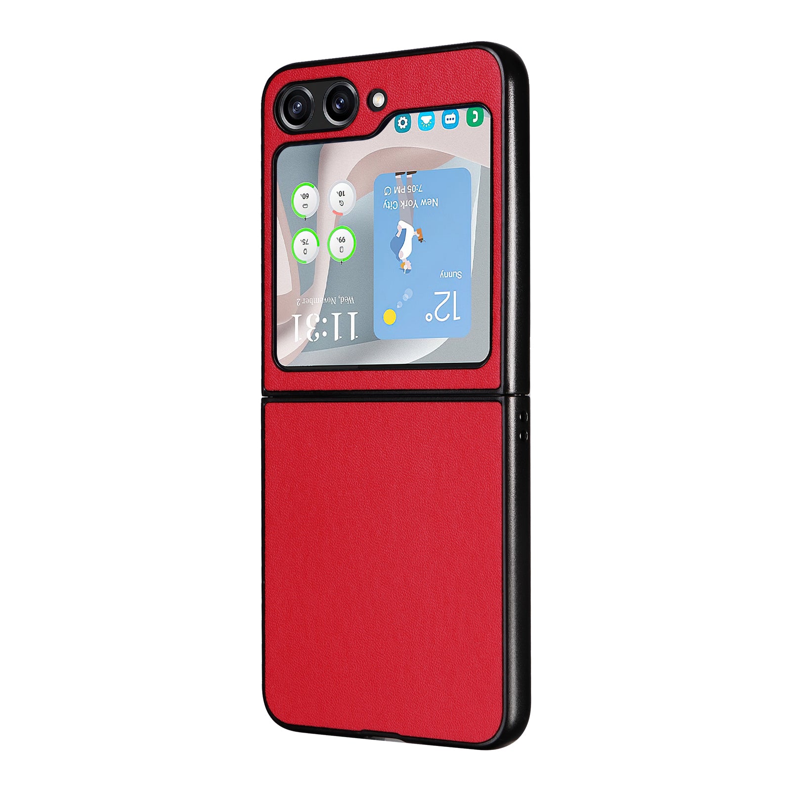 For Samsung Galaxy Z Flip5 5G Shockproof Phone Case Texture PU Leather PC Slim Cover