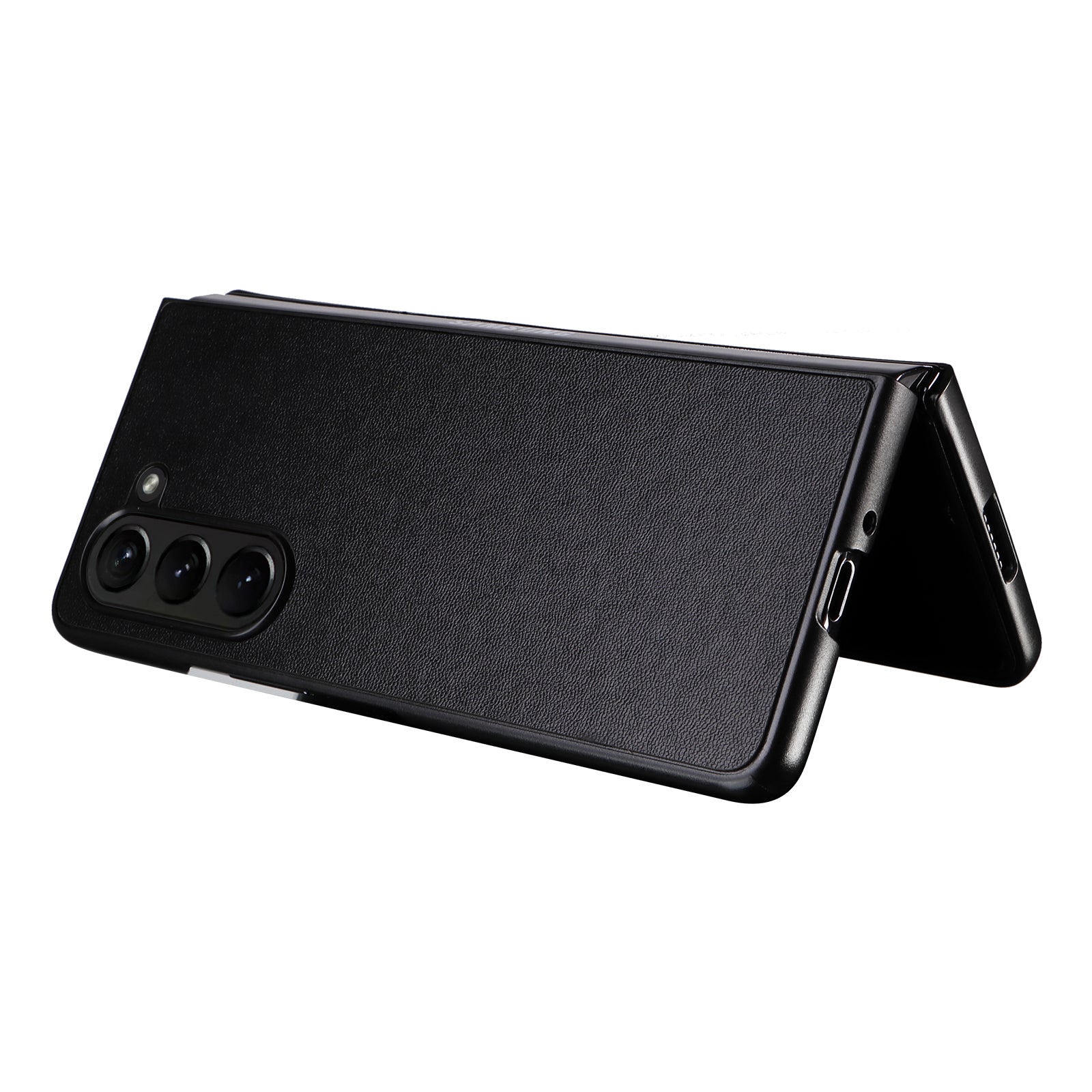 For Samsung Galaxy Z Fold5 5G Textured PU Leather PC Phone Case Folding Back Cover