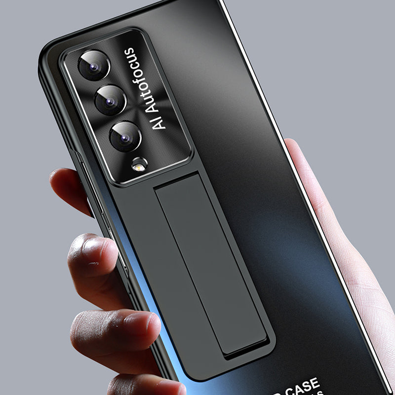 For Samsung Galaxy Z Fold3 5G AG Matte Phone Case Hard PC Kickstand Cover with Glass Front Film Stylus Pen