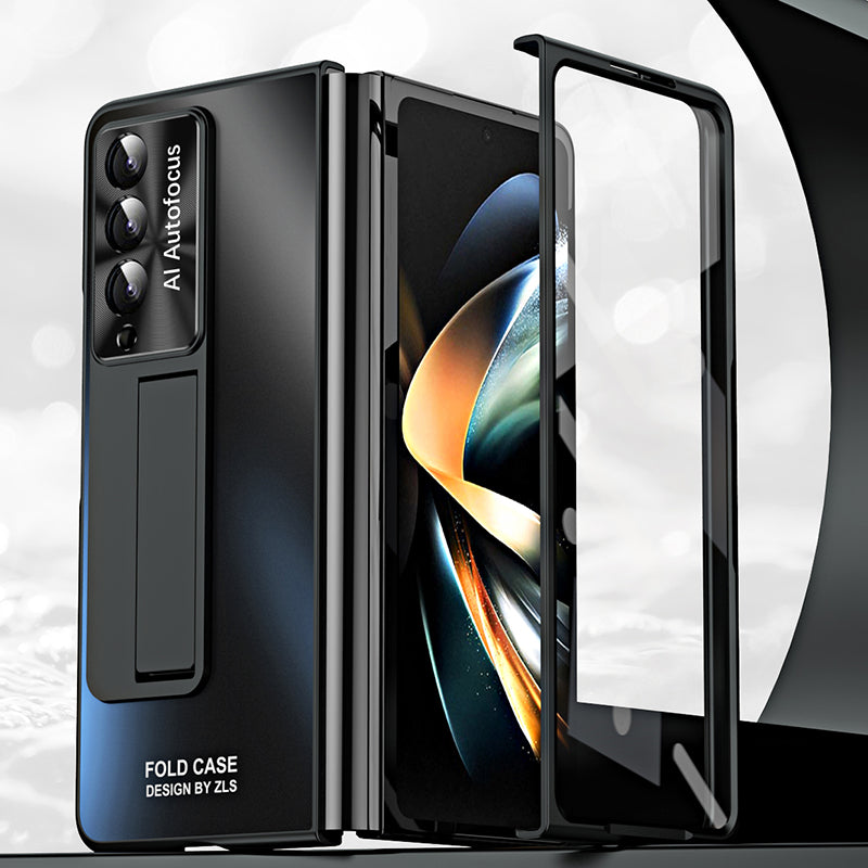 For Samsung Galaxy Z Fold3 5G AG Matte Phone Case Hard PC Kickstand Cover with Glass Front Film Stylus Pen