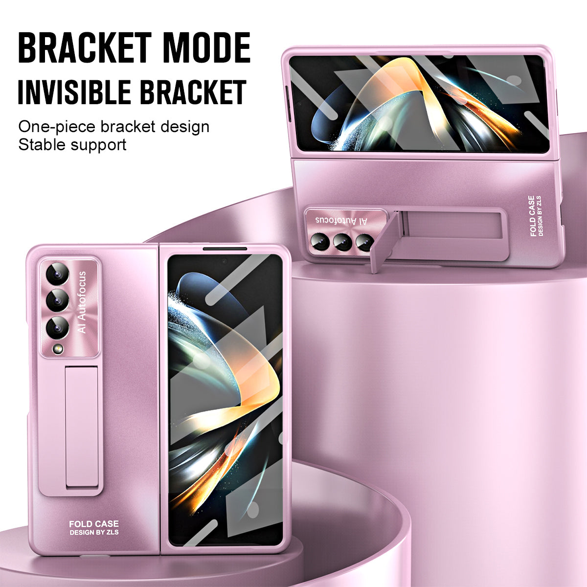 For Samsung Galaxy Z Fold3 5G Hard PC Back Cover AG Matte Kickstand Phone Case with Front Screen Protector