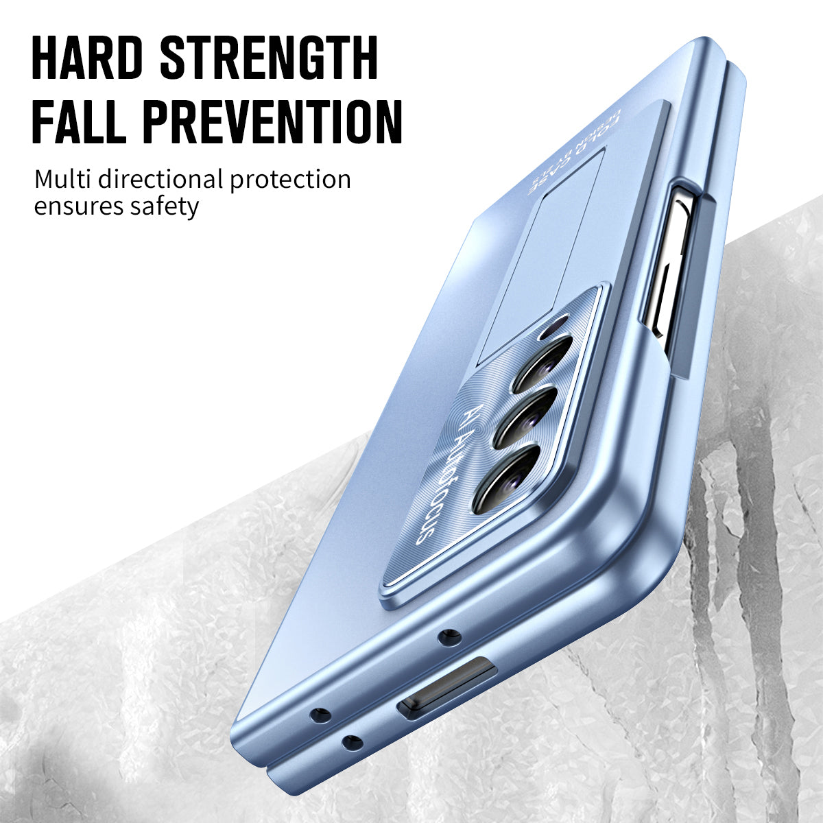 For Samsung Galaxy Z Fold3 5G Hard PC Back Cover AG Matte Kickstand Phone Case with Front Screen Protector