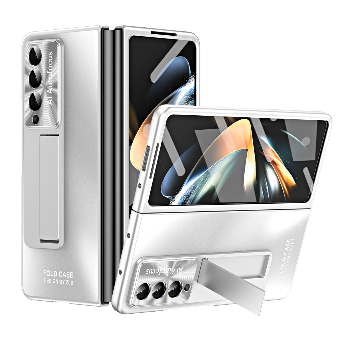 For Samsung Galaxy Z Fold3 5G Hard PC Back Cover AG Matte Kickstand Phone Case with Front Screen Protector