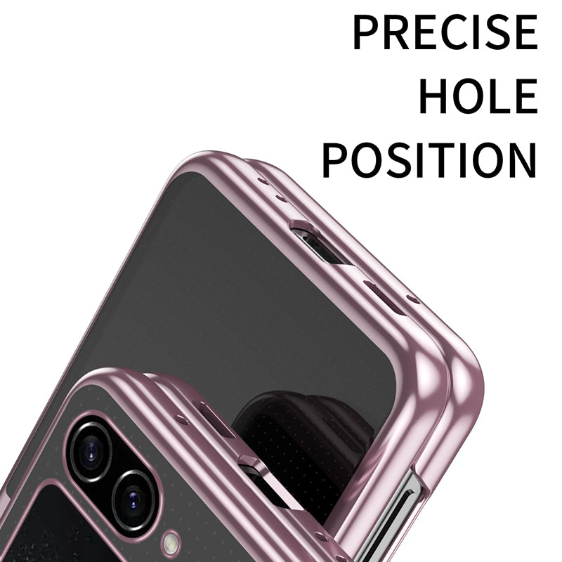For Samsung Galaxy Z Flip5 5G Shockproof Phone Case Hard PC Clear Cover with Metal Ring Holder