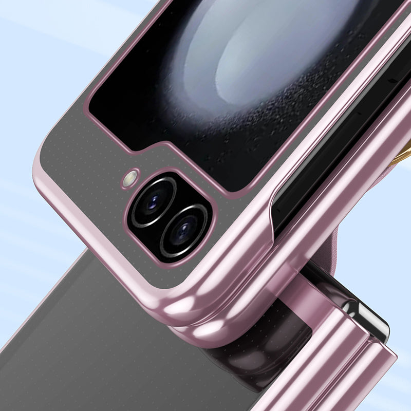 For Samsung Galaxy Z Flip5 5G Shockproof Phone Case Hard PC Clear Cover with Metal Ring Holder