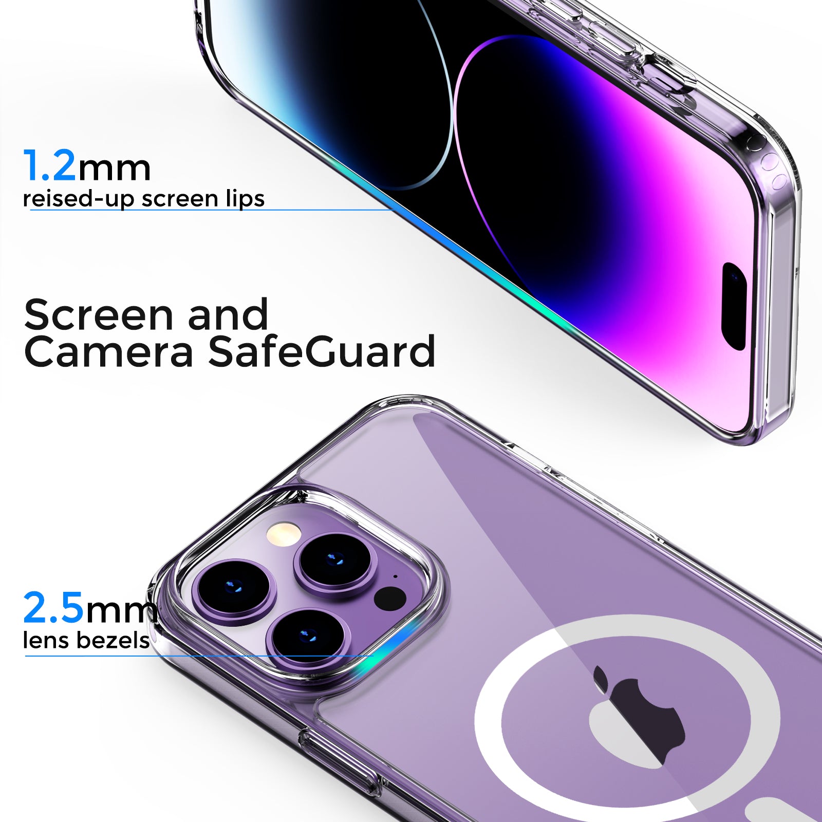 AHASTYLE PC06 For iPhone 14 Pro Max Dustproof Phone Case Compatible with MagSafe HD Clear PC TPU Cover